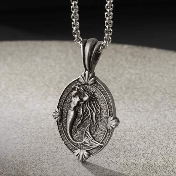 Mermaid Goddess Cameo~ Siren Sovereign Wispy Hair Abstract Art Backbend Necklace - Picture 9 of 15